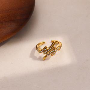 Anillo Lightning Bolt, Chapado en Oro de 18k, Aleación de Zinc, Ajustable, Joyería para Mujer, Regalo, Diseño Geométrico - Product Image 3
