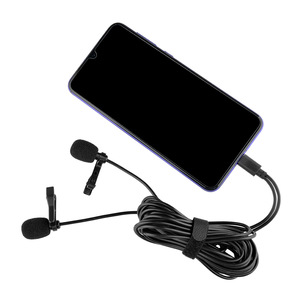 Dual Clip Type C <b>Mini</b> Wired Microphone For Mobile Recording Noise Reduction Live Interview With Data <b>Cable</b> - Product Image 2