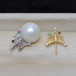 Colgante de Plata S925 con Forma de Castillo y Perlas Sueltas de 10-12 mm, Accesorios para Manualidades, Bandeja Vacía, Producto Semiterminado 3999 - Product Image 2
