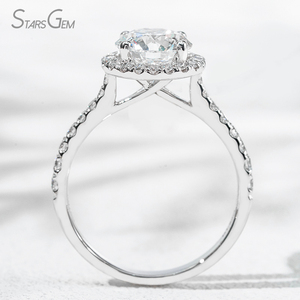 Anillo de Compromiso con Halo de Oro Blanco de 18K y Diamante Cultivado en Laboratorio de Corte Brillante Redondo de 1.9ct 7.3-7.36mm, Color D Clásico, Starsgem - Product Image 5