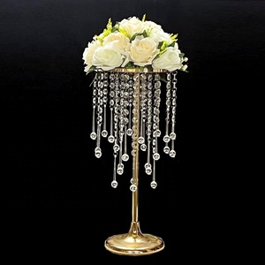 Tall <strong>Flower</strong> <strong>Vase</strong> Metal <strong>Flower</strong> Stand Centerpiece Table Decorations Gold <strong>Vases</strong> for Wedding Centerpieces with Chandelier Crystal - Product Image 1