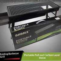 Barbecue portable pliable grand format Haojingyi CH048 en fer galvanisé avec revêtement antiadhésif pour le camping, la maison, le jardin, les barbecues en plein air