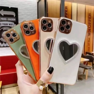 Chic métal luxe plein <span class=keywords><strong>strass</strong></span> coeur miroir concepteur coque de téléphone indésirable décoration charme bricolage artisanat déco accessoires - Product Image 6
