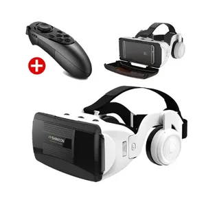 2024 G06EB Original VR Virtual Reality 3D Glasses Box VR Cardboard Headset Helmet For IOS Android Smartphone Wireless Rocker