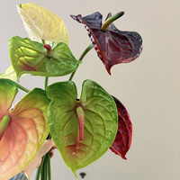 Fleur artificielle en PU effet naturel, grande tête en forme de cœur, Anthurium à tige unique, pour mariage, décoration florale de maison et arrangements en vase