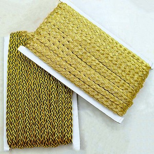 11mm Tự làm quần áo phụ kiện nhà dệt bọc bện ren Ribbon chỉnh trang màu kim loại vàng Gimp dây cạnh Trims - Product Image 2