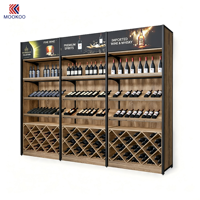 Présentoir mural modulaire personnalisé pour vins et spiritueux, en bois et métal, pour magasin de vins
