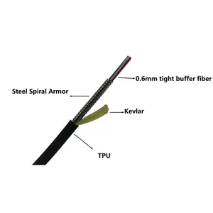 China lieferant extern singlemode schwarz gepanzert taktisch faseroptikkabel 50 meter lc