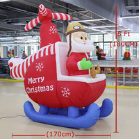 Décoration de Noël transfrontalière : Hélicoptère gonflable Père Noël de 1,8 mètre avec lumières LED pour jardin et fêtes