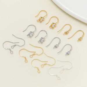 S925 Sterling Silver And Gold Plated <b>Earring</b> <b>Hooks</b> With Cubic Zirconia For <b>Earring</b> Making Jewelry Findings Components - Product Image 1