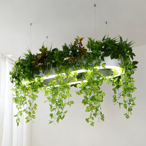 Modern Bar Island Floral Hanging Lamp Hospital Eco Friendly Green <strong>Leaf</strong> <strong>Lights</strong> Artificial Plant Chandelier Oval - Product Image 1