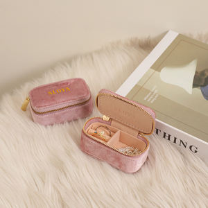 Caja de Joyería de Terciopelo con Cierre, Mini, Portátil, para Viaje, con Logotipo Personalizado, para Exhibir y Guardar Collares y Pendientes - Product Image 4