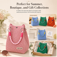 Bolso Tote Mini de Malla Tejida Hecho a Mano, Colorido, de Verano, para Playa, Boutique, Moda, Pequeño, para Mujer, Venta al por Mayor, Bolsos con Etiqueta Tejida Personalizada