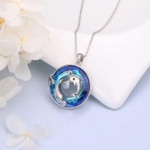 Collier Dauphin Fille Collier Cristal Argent Sterling 925 Collier Dauphin Femme Collier Dauphin Platine Cristal <span class=keywords><strong>Mama</strong></span> Dolphin & Baby - Product Image 6