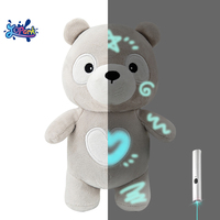 Peluches d'animaux personnalisées en usine, ours gris moelleux, effaçables au laser, fluorescentes, qui brillent dans le noir, pour enfants, pour le confort