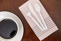 Ensemble de couverts jetables biodégradables en PLA/CPLA avec cuillère, fourchette et couteau pour les fêtes