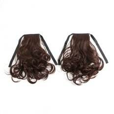 Parrucca con effetto ricciolo marrone chiaro con nastro color pesca 2P (WE672ED) extension e parrucche per capelli usate - Product Image 1