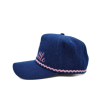 Casquette de baseball en denim de haute qualité, logo brodé personnalisé, visière incurvée, casquette snapback, casquette de baseball en coton tendance pour adultes, vente en gros