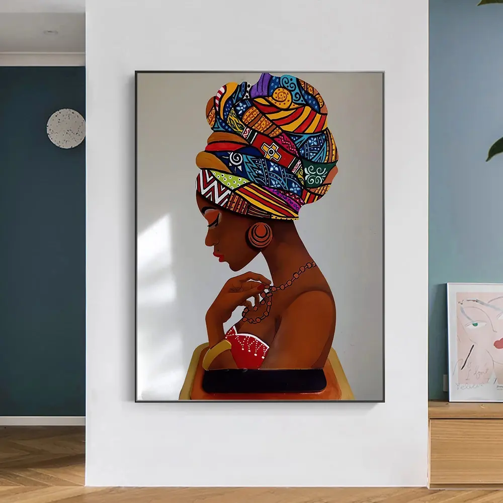 Afrikanische schwarze Frau Graffiti Kunst Poster und Drucke Abstrakte afrikanische Mädchen Leinwand Gemälde an der Wand Kunst Bilder Malerei