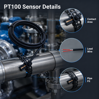 Sensor de Temperatura GAIMC PT100, Sonda de Acero Inoxidable con Inserción/Abrazadera para Tuberías, para HVAC, Calderas, Petroquímica