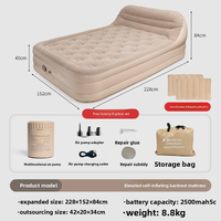 Grand matelas gonflable Queen avec pompe intégrée et dossier, portable pour la maison, la chambre, le salon et le camping en extérieur