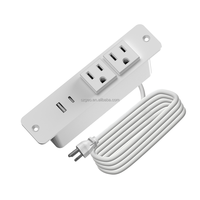 Multiprise encastrable pour bureau avec 2 prises CA et 2 ports USB-A, prise de courant encastrée pour mobilier de bureau