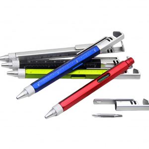 Stylo bille multifonction 6-en-1 promotionnel pour cadeaux d'affaires, avec niveau et tournevis, encre bleue/noire, en plastique - Product Image 4