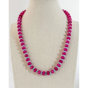 Collar de Cuentas de Cristal de Color Pitaya con Diseño de Nicho de Moda, Collar de Cuentas de Turquesa Azul Lago de Piedra Natural para Mujer - Product Image 5