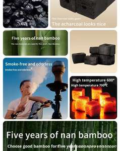 Superior Quality Eco-Friendly Bamboo Ember <strong>Briquettes</strong> Sustainable 7500 Calorie Cube Shape for Hookah Shisha - Product Image 5