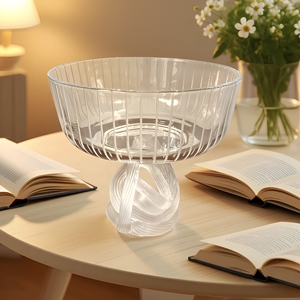 Tazón de Vidrio Transparente Acanalado, Ecológico, No Tóxico, Hecho a Mano y Personalizado, Moderno, para Servir Postres y Frutas, Ideal para Fiestas en Casa - Product Image 2
