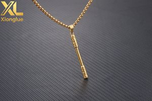 Collar de Moda de Acero Inoxidable con Colgante Om Mani Padme Hum de Dos Colores, Cadena de Eslabones, Estilo Moderno, Accesorio de Joyería para Hombre para Fiestas - Product Image 4