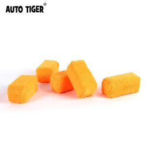 汽车老虎橙色超细纤维3.2英寸打蜡涂抹器陶瓷涂层海绵，用于汽车细节