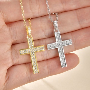 Factory Trendy Jewelry Insert Zircon 14k Gold Filled Tarnish Free Waterproof Orthodox <b>Cross</b> Necklace Dainty for Unisex - Product Image 6