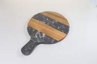 Planche à découper rectangulaire en marbre et bois d'acacia, épaisseur 1,3 cm, plateau de service naturel avec poignée, ustensile de cuisine pour découper le fromage, directement de l'usine