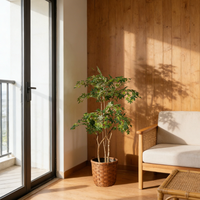 Arbre d'érable artificiel d'intérieur de 140 cm, plante en pot à feuilles persistantes faite à la main avec un tronc en bois véritable pour la décoration de la maison, de l'hôtel et des mariages