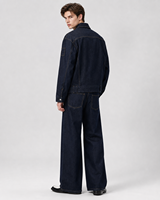 MENGTU Veste en jean selvedge vintage tissée sur mesure pour homme, automne, épaisse, avec boutons de pompier, fermeture éclair et crochet de pont