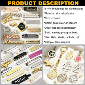 Etiquetas Metálicas para Ropa, Accesorios de Ropa, Aleación de Zinc, Diseño de Logotipo de Marca Personalizado, Etiquetas de Metal para Prendas - Product Image 2