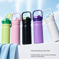 Nouvelle paille de refroidissement par pulvérisation en acier inoxydable de qualité alimentaire de 700 ml avec poignée portable, idéale pour les bouteilles d'eau de voiture.