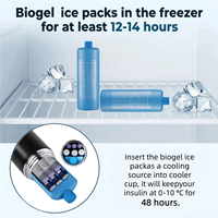 Bouteille isotherme pour insuline en acier inoxydable, thermomètre fiable, affichage double Fahrenheit/Celsius, 6-8 stylos, batterie remplaçable