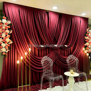 Rideau de fond de scène anti-plis pour mariage, couleur <span class=keywords><strong>bordeaux</strong></span>, draperies à <span class=keywords><strong>double</strong></span> couche, décoration de mariage - Product Image 1