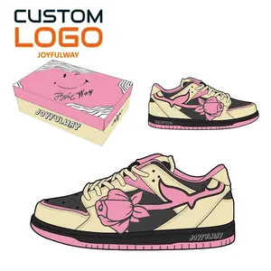 2024 OEM orange Leather Sneakers Custom Logo Design Two Shoe Laces Sneakers Sports Shoes with logo