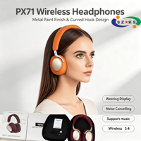 Casque Bluetooth circum-auriculaire PX71 ANC avec design en métal peint par pulvérisation, oreillettes en ABS, annulation active du bruit, double mode, résistant aux éclaboussures