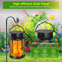 OVO-048 Solar-Palastlaterne Flammen-Amberlicht LED 2 Modi Zum Aufhängen oder Aufstellen IP65 Wasserdicht für Garten- und Terrassendekoration