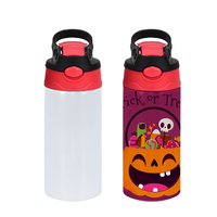 Vaso Térmico de Acero Inoxidable 304 para Sublimación en Blanco para Niños de 12 oz, Botella de Agua con Tapa Abatible