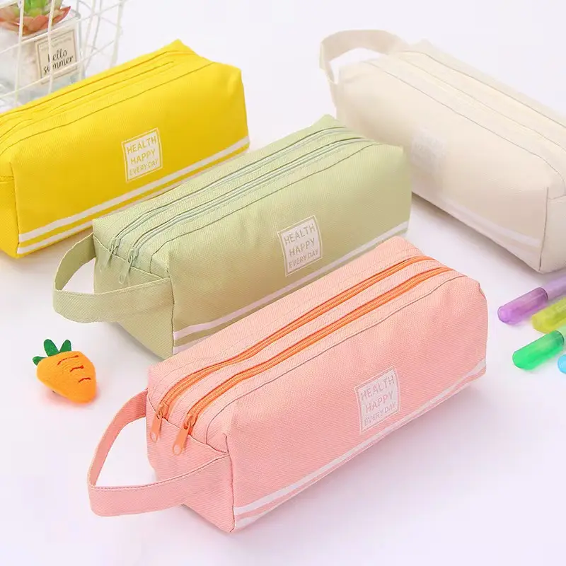 Creative double-layer portable pencil case custom-made large-capacity primary school pencil case ins wind niche stationery bag