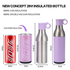 Botella de Agua 2 en 1 Personalizada, Enfriador de Latas, Acero Inoxidable, Aislamiento al Vacío, Taza de Viaje, Tapa <span class=keywords><strong>con</strong></span> Pajita Antiderrames, <span class=keywords><strong>con</strong></span> Asa, para Bebidas - Product Image 3