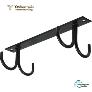 Heavy Duty Iron Wall Mount <b>Hooks</b> Rectangular Industrial Design Storage Closet Organizer Black Metal Hanger - Product Image 4