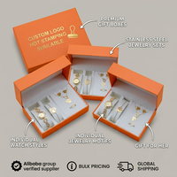 Ensemble de bijoux en acier inoxydable pour femmes avec logo personnalisé, 5 pièces, plaqué or 18 carats, montre en quartz, coffret cadeau de luxe, cadeau minimaliste moderne