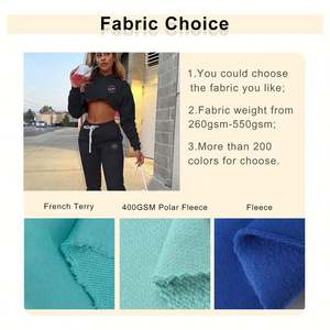 Ensemble de 2 pièces personnalisé pour femme Top de jogging en molleton à ourlet brut Ensemble sérigraphie Survêtement de sport vierge à manches longues décontracté pour femmes - Product Image 2