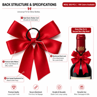 Grands nœuds décoratifs personnalisés en satin floral pour bouteilles de vin, cadeaux promotionnels de haute qualité en polyester